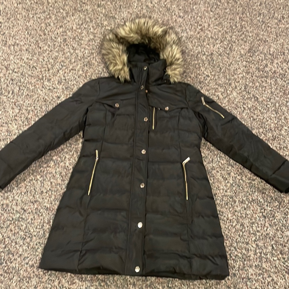 Michael Kors Faux Fur Trim Hooded Down Coat